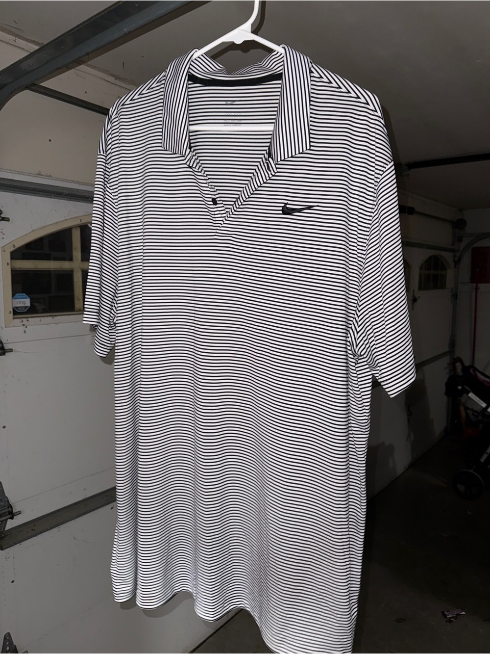 Nike Men’s Black & White Thin-Striped Polo Shirt